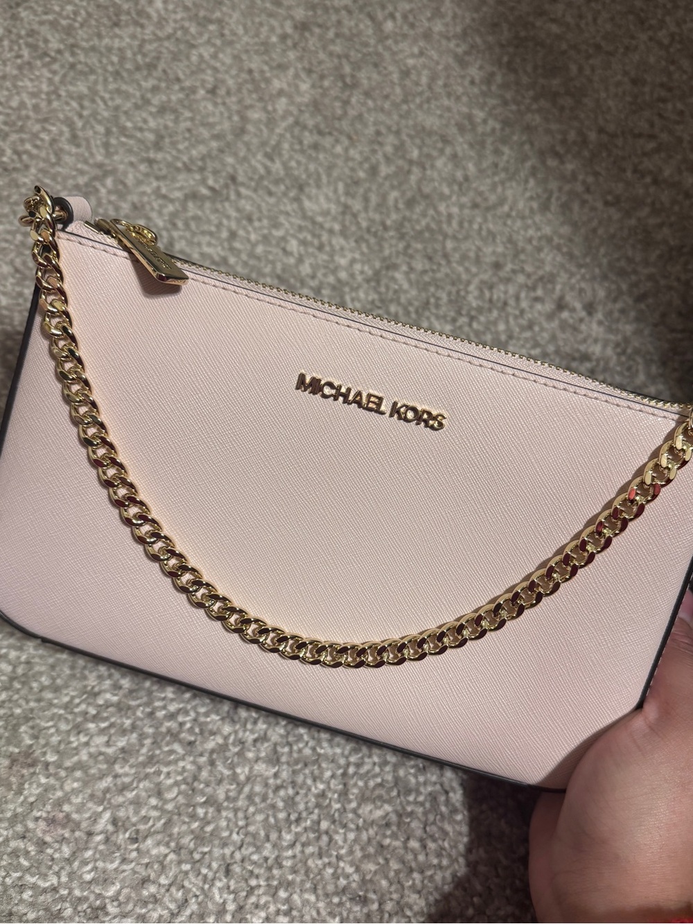 Michael Kors Blush Pink Jet Set Pouchette Chain Shoulder Bag w/ Crossbody Strap